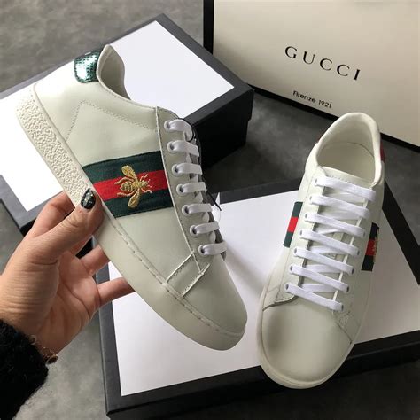 gucci white sneakers cheap|original gucci bee sneakers.